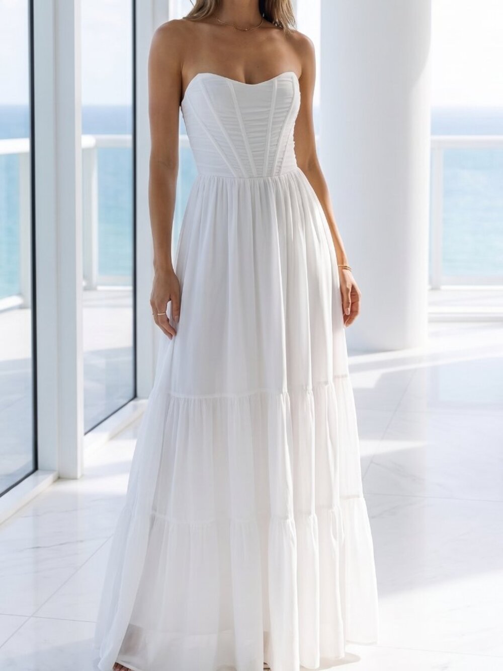 NWT LULU'S special moment corset white maxi dress S
